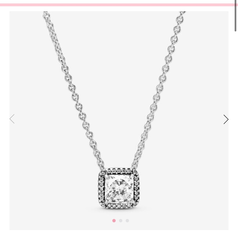 Pandora square sparkle halo necklace